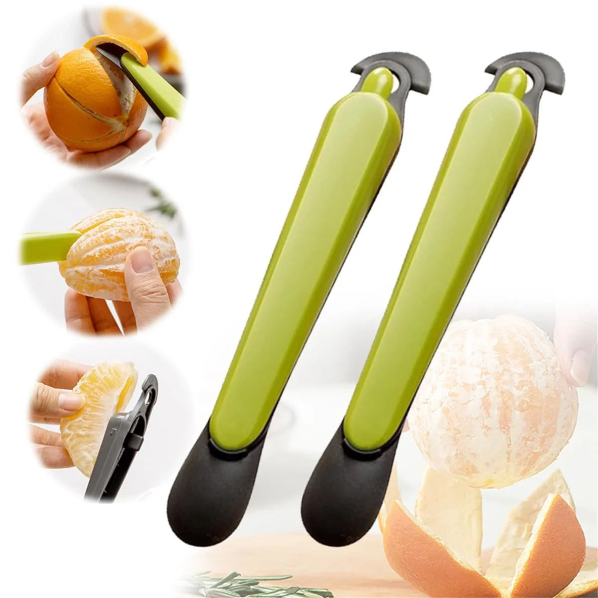 Multifunctional Kitchen Fruit Peeling Tool, Orange Peeler, Citrus Peeler, Easy Open Citrus, Grapefruit, Lemon Green