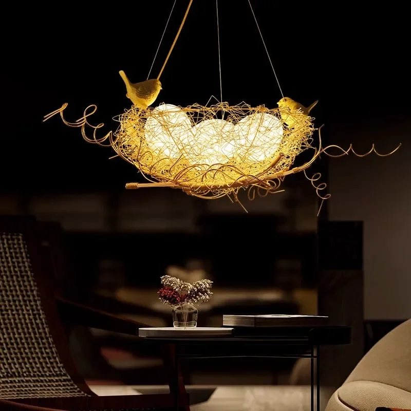 2025 Modern Gold Design Bird'S Nest Glass Pendant Lights For Kitchen Dining Living Room LED Hanging Lamp Decor Suspended Luminai