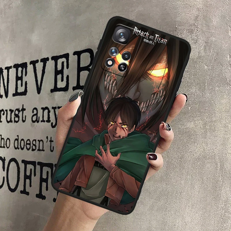 Ackerman Attack On Titan per Xiaomi Redmi 12 9C 9 redmi Note 13 12 11S 11 10 Pro Plus custodia morbida antiurto nera per telefono