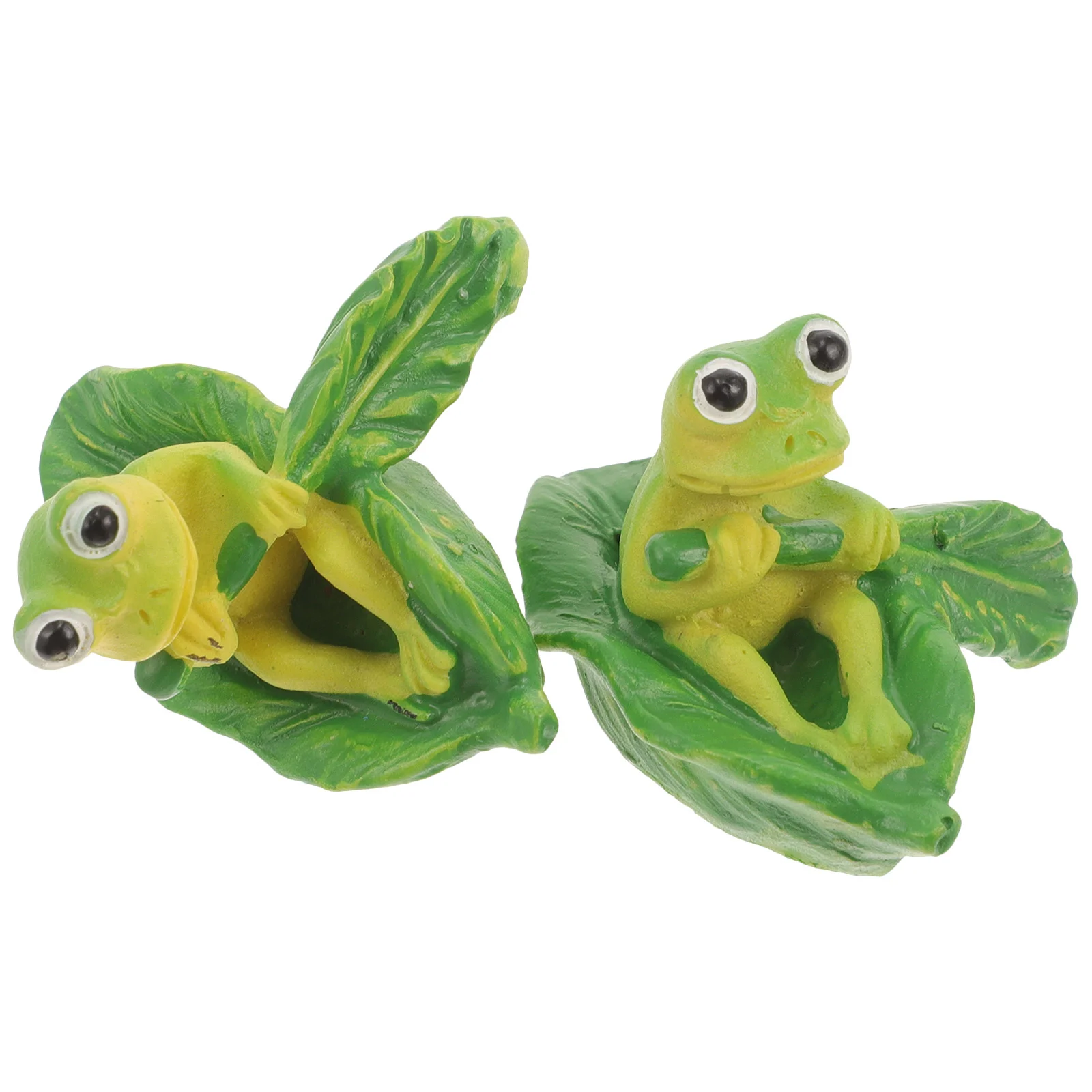 2 Pcs Aquarium Frog Ornaments Lovely Statue Garden Decor Fish Tank Decorations Resin Figure Figurine Crafts