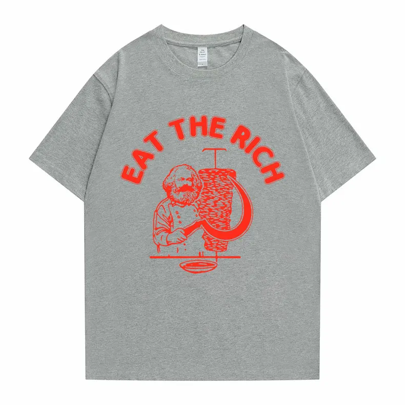 جديد مضحك الرجال النساء عادية المتضخم التي شيرت أكل الغنية دونر D_C3_B6ner كباب كارل ماركس الاشتراكية حسن بايكر الجرافيك تي شيرت