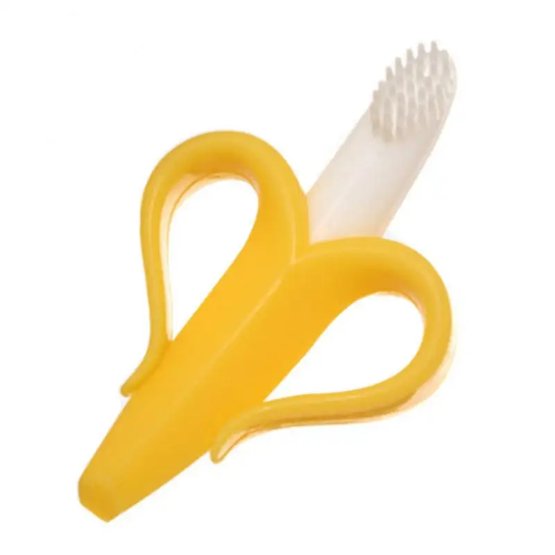 Baby Silicone Training Toothbrush  Banana Shape Safe Toddle Teether Chew Toys Teething Ring Gift Infant Baby Chewing