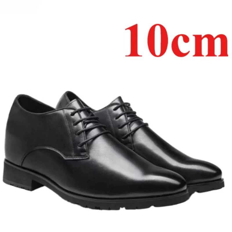 Invisible Height-increasing Shoes for Men's Elevated 10cm Wedding Dress Shoes Business Genuine Leather Groom Increase Shoes Male