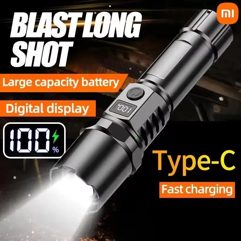 XIAOMI Powerful ST-35 LED Flashlight Battery Display USB Rechargeable Lamp Telescopic Zoom Light Outdoor Camping Flashlight