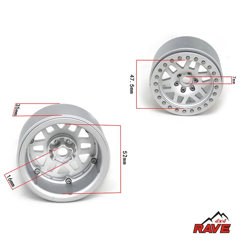 LESU Metal 2.2In Roda Hub 12.1Mm Conexão para 1/10 Rave 4X4 Rastreador RC Carro Jeepaa Scx10 DIY Toy Model Building Th17946-Smt3