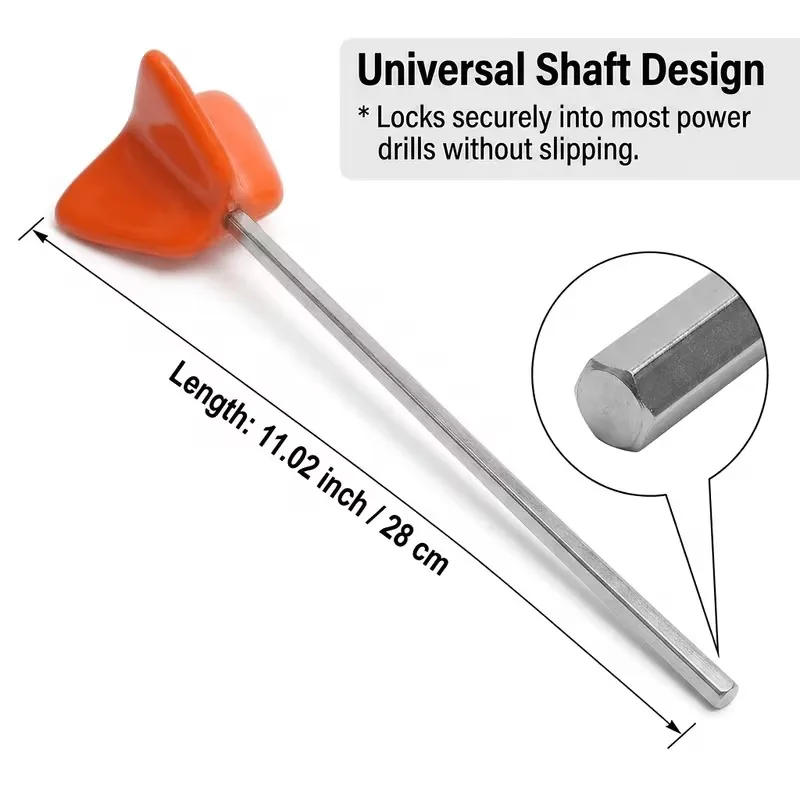 Easy-To-Clean Silicone Drill-Type Stirrer. Non-Stick Multi-Material Stirrer Paddle. Flexible Silicone Stir Head for Use in Paint