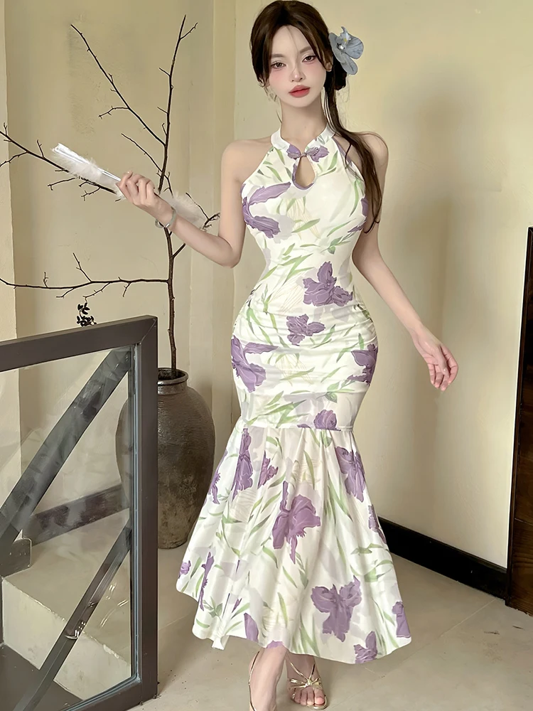 ผู้หญิง Boho ดอกไม้ Chic คอยาวชุดฤดูร้อน Elegant Ruffled ชุดลําลอง 2025 เกาหลีแฟชั่น Bodocn One Piece ชุด