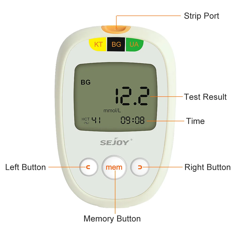 Glucose & Ketone Uric acid Testing Meter Kit Ketosis & Diabetes Management. 150 Test Strips (50 Each), Lancets, Lancing Device