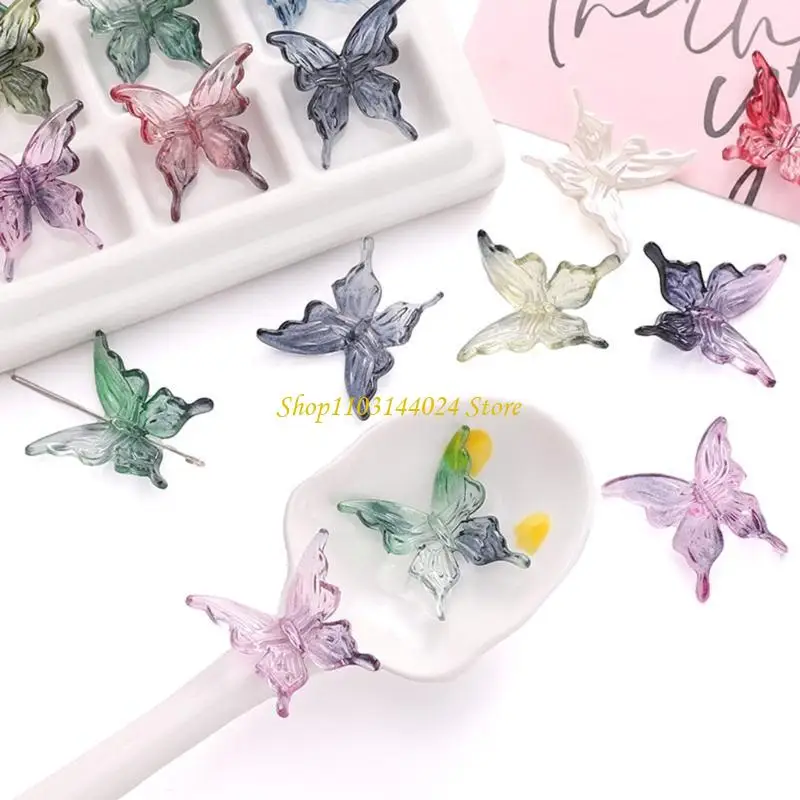 

N5KE Pack Of 20 Colorful Butterfly Beads for Crafts Projects Jewelry Making Materials