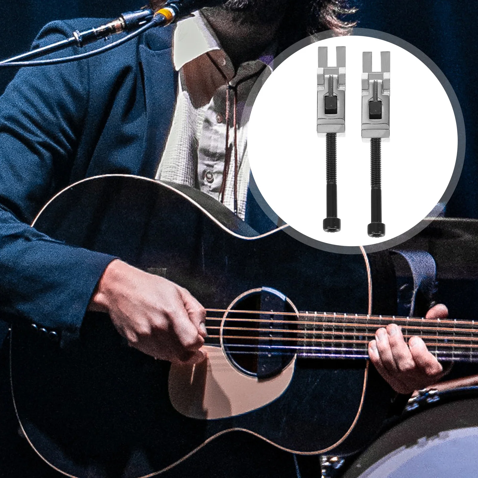 6 szt. Siodełek Tremolo do Gitary z Podwójnym Systemem Blokowania, Metalowe Części Zamienne, Wytrzymałe, Skuteczne Przeciw Zrywalaniu się Strun