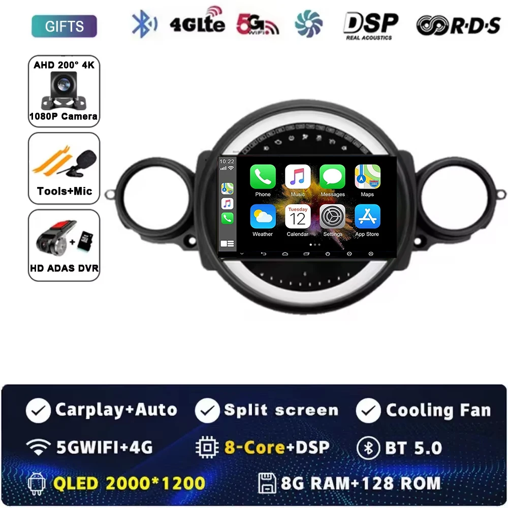 Android 15 Voor BMW MINI COOPER R56 R60 2007-2014 2 K QLED Android Autoradio Multimedia stereo Speler AI Voice CarPlay Head Unit