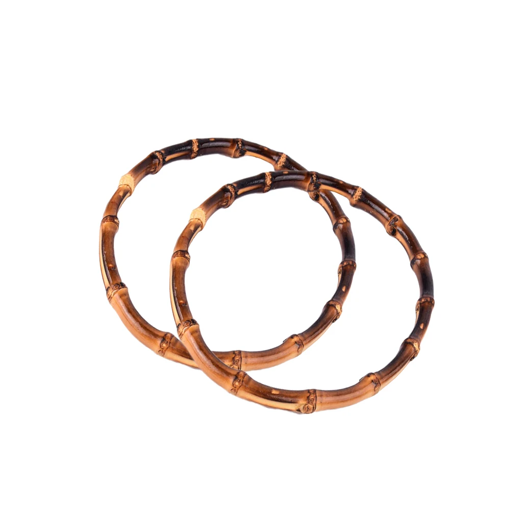 

2Pcs Bag Handles Bamboo Round Fashion Unique DIY Handmade Accessories Replacement Handbag Clutch Purse Projects Easily