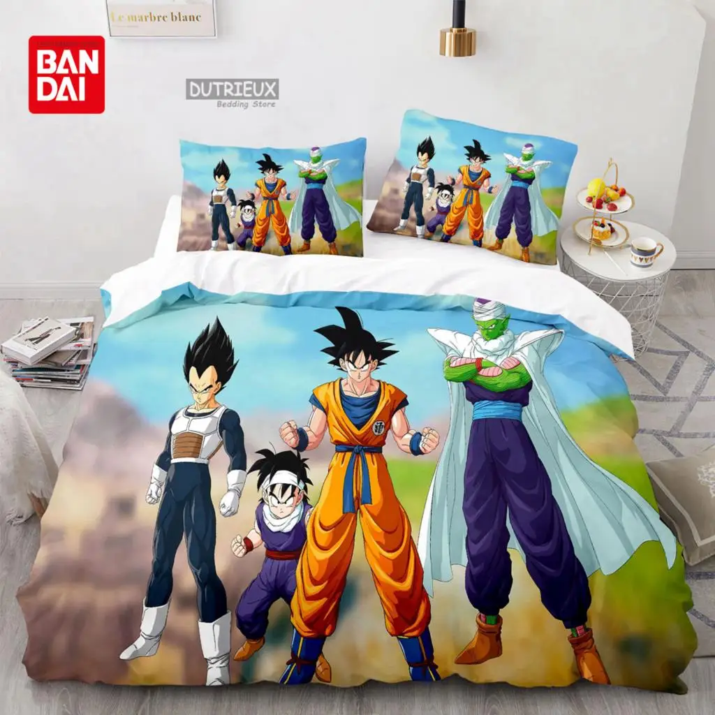 3D Printed Dragon Ball Bedding Set With Pillowcase Anime Goku Quilt Cover Set Queen King Size Kids Adult Boys Bedclothes