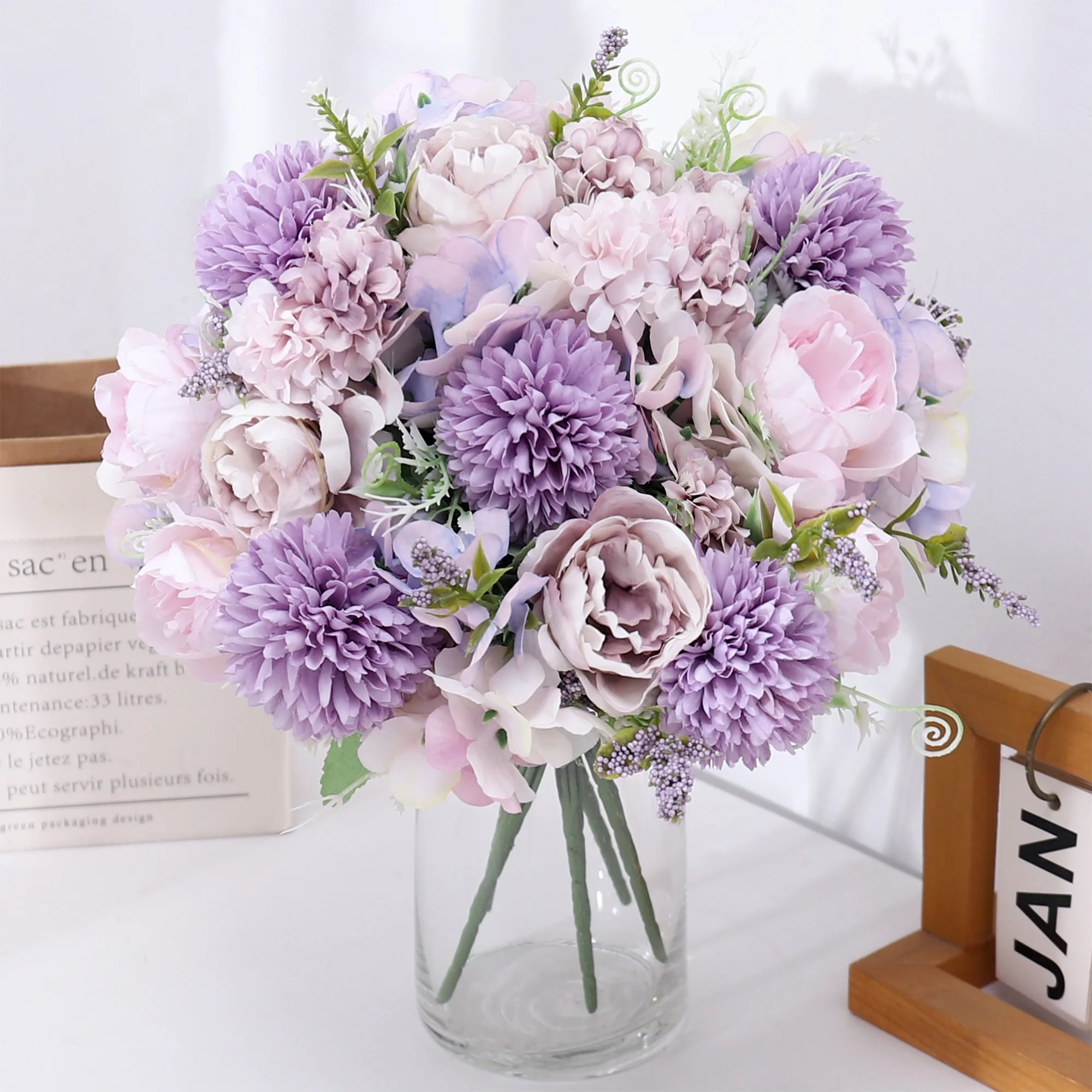 Seide Pfingstrose Künstliche Blumen Hochwertige Hochzeit Zuhause Weihnachtskranz Brautstrauß Tischvase Foto Requisiten DIY Dekoration – Detail 6