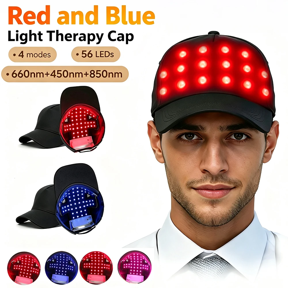 Hair Growth Cap Rechargeable LED Red Light Therapy Device Anti Hair Loss Anxiety Stress Reduce Migraine Scalp Relax Massager