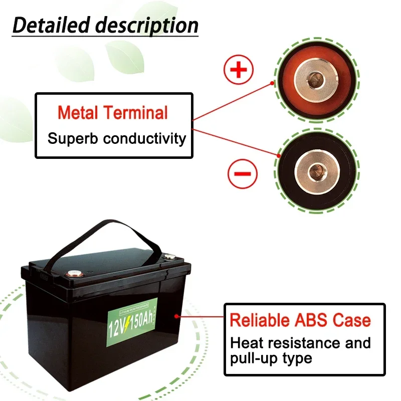 Bateria lifepo4 12v 150ah, célula de fosfato de ferro e lítio bms embutida para carrinho de golfe, acampamento ao ar livre, armazenamento solar