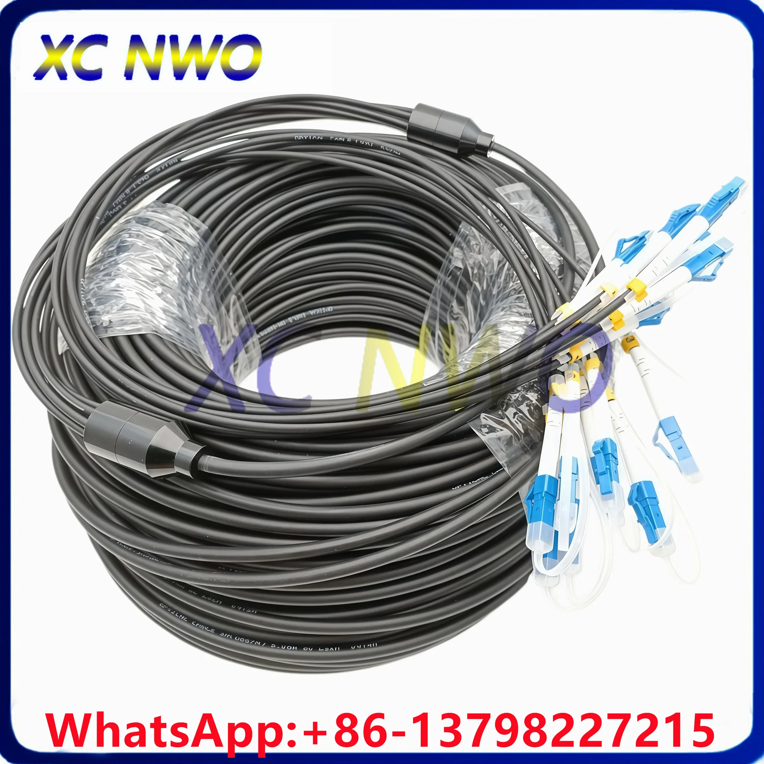 SM,8C,G652D,LSZH Jacket,Imported Armaid Yarn, Armored Black Cable,Dia:5.0mm,LCUPC-LCUPC-Patch Cord,100M 150M  0.5M from plug