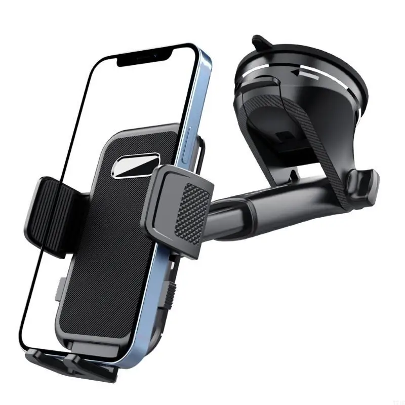 77JC Easy Install Car Phone Mount for Dashboards Suction Cup No Tool Required Adjustable Arm Strong ABS 360 Rotation for Car