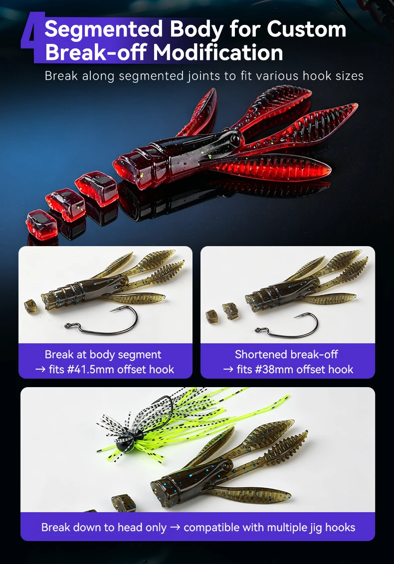 Kingdom IRON FIST Texas Weicher Angelköder 85mm/105mm Sinkender Knoblauchduft-Angelköder Flexible Krallen Bass-Jig Trailer Wurmköder – Detail 5