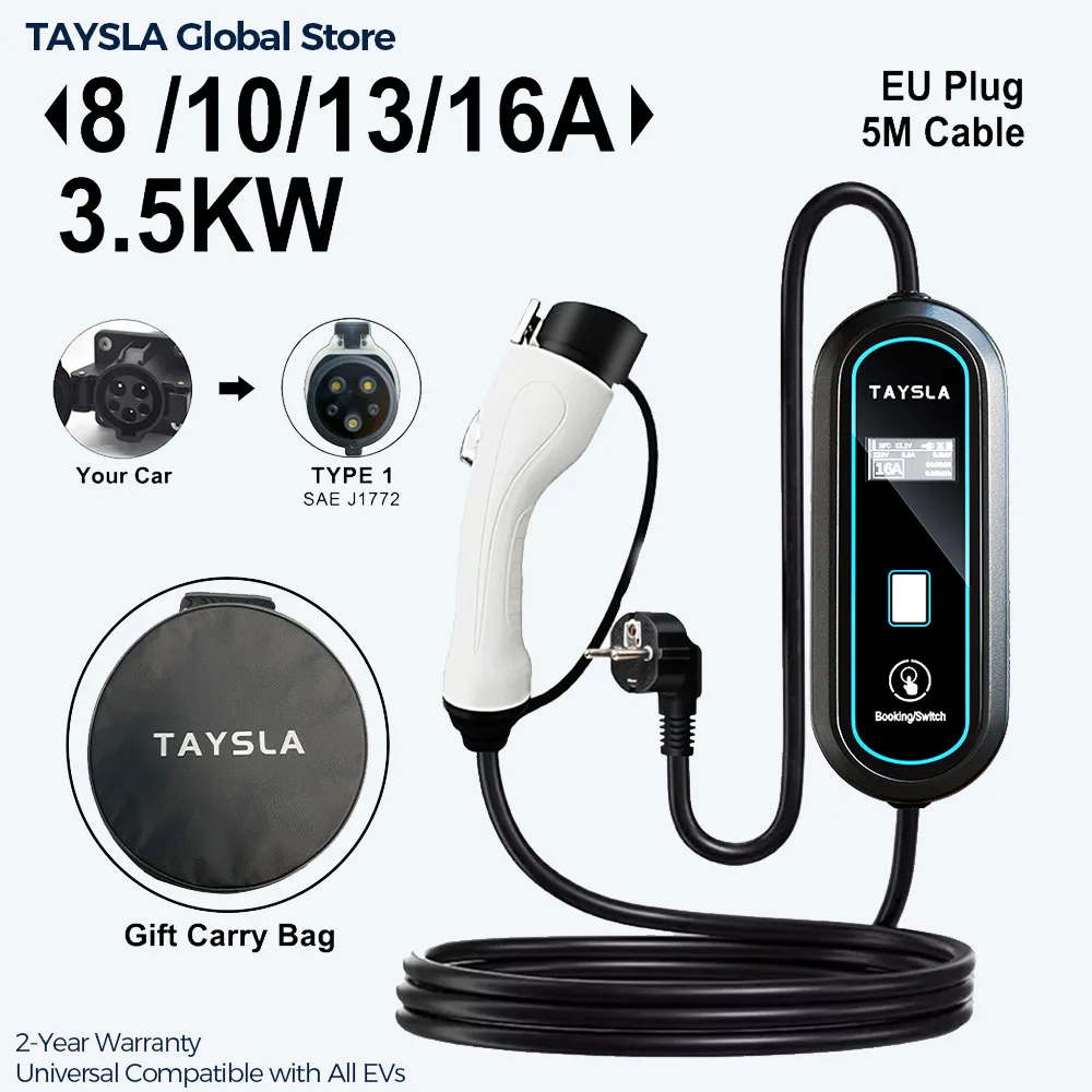 

Taysla 3.5kW electric car charger type 1 J1772 7kW EV charging wallbox Charging Station Wallbox EVSE for Kia Hyundai EVs