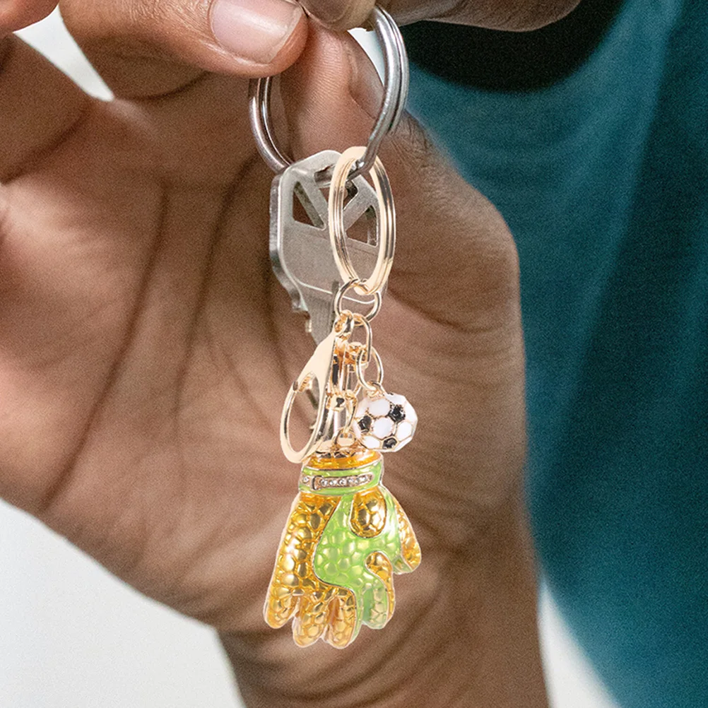 

2pcs Goalkeeper Glove Keychain Football Gloves Shaped Pendant Decorative Car Ring Backpack Hanging Schoolbag Charm Metal Team