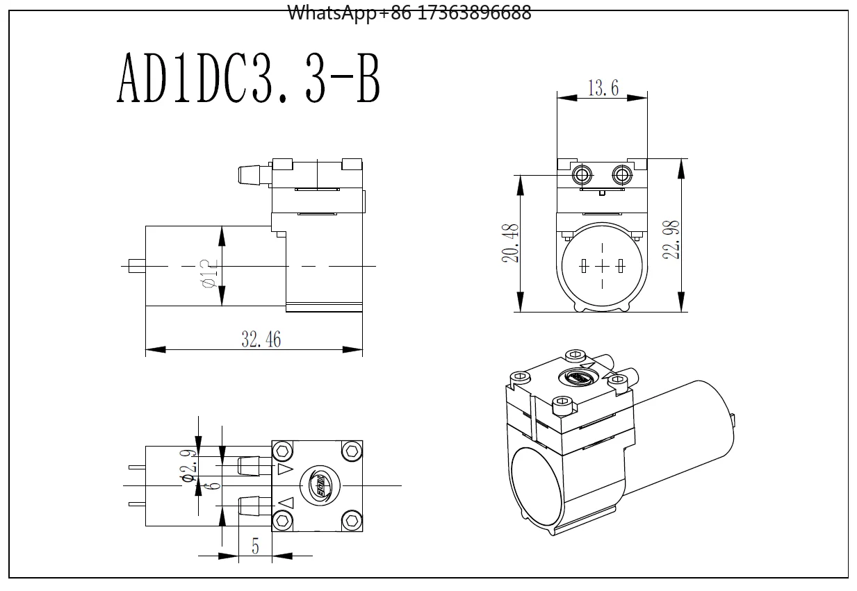 3vdc Electric Operated Single Head Low Pressure Diaphragm Material EPDM Explosion Proof Pump air Sampling Pump