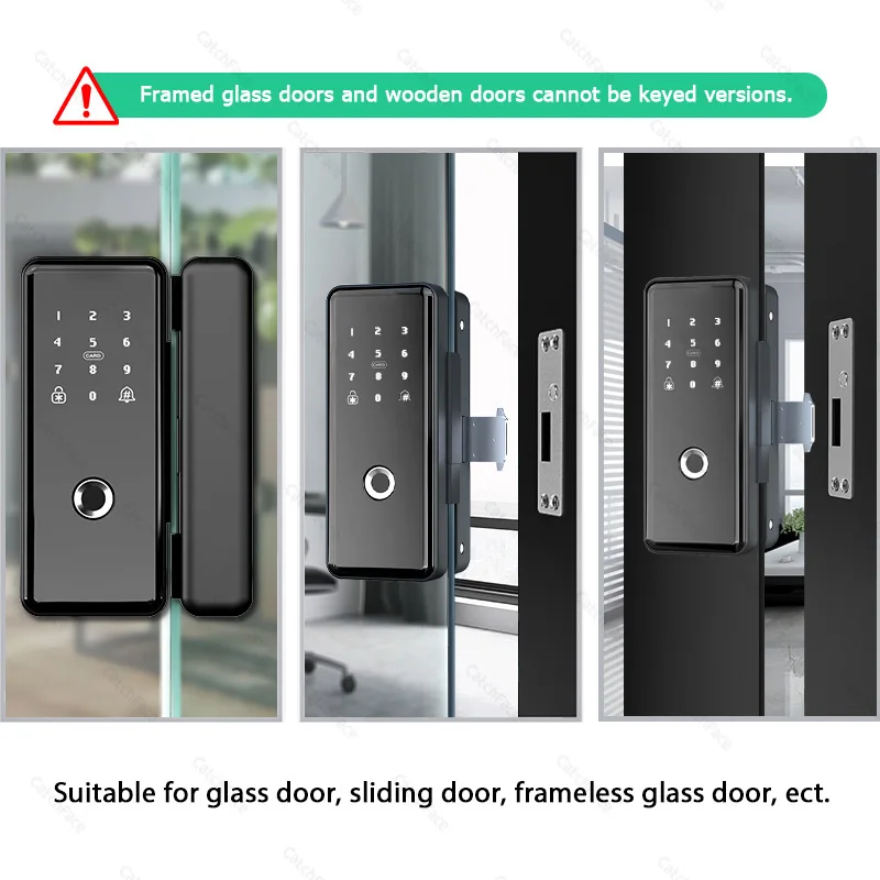 Mechanical Key TTLOCK Smart Lock For Glass Door Fingerprint Code Card Electronic Door Lock Digital Lock Sliding Door