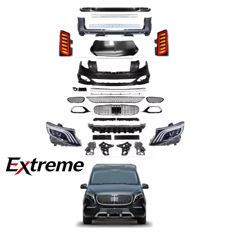 New Design W447 Vito Upgrades Knight Style Front Rear Bumper Hood Grille Headlamps TailLights Spoiler Body Kit for Mercedes-Benz