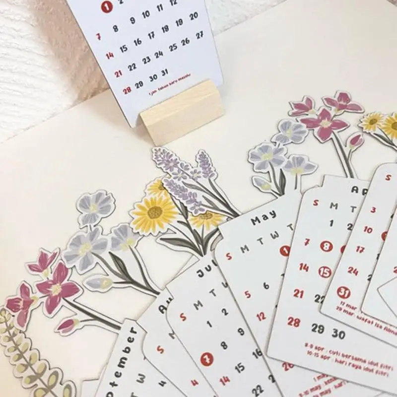 2025 ปฏิทินตั้งโต๊ะดอกไม้ Bloomy ดอกไม้ปฏิทินตั้งโต๊ะตกแต่งการพิมพ์ที่ชัดเจนปฏิทินตั้งโต๊ะรายเดือนสําหรับห้องนั่งเล่นในหอพัก