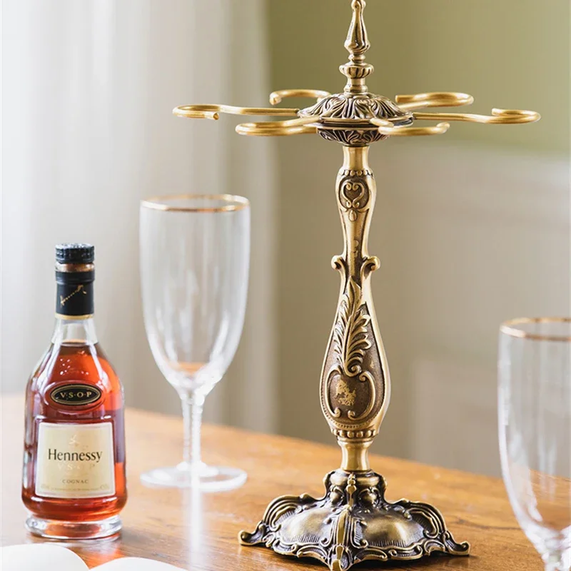 Red Wine Cup Rack Dining Cabinet Bar Counter Inverted Wine Glass Storage Rack Goblet Display Stand Brass Ornaments Decoration