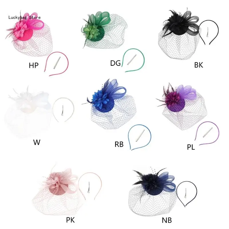 

Elegant Fascinator Headband Pillbox Hat for Women Cocktail Tea Party Headwear Exquisite French Fascinator for Wedding