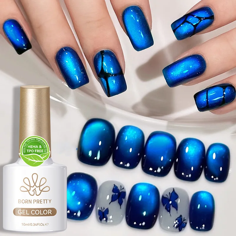 BORN PRETTY HEMA TPO FREE 10 ml Rhin Lake Blue Cat Magnetischer Gelpoliermittel Semi Permanent Soak Off UV Gel Nail Art Lack Maniküre – Detail 1