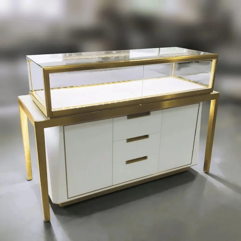 

2025customized. jewelry shop retail display counter furniture luxury jewellery display cabinet locking glass showcase with base