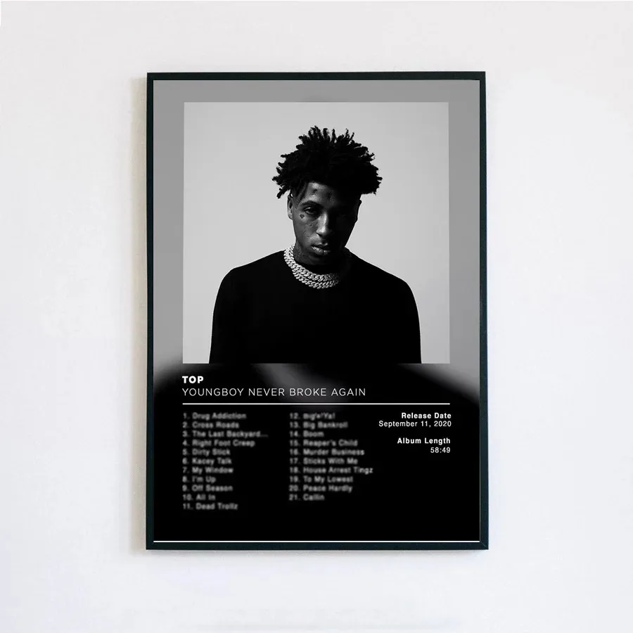 Poster Prints YoungBoy Never Broke Again Last Slimeto Hip Hop Music Album Cover Wall Art Picture Canvas Painting Room Home Decor