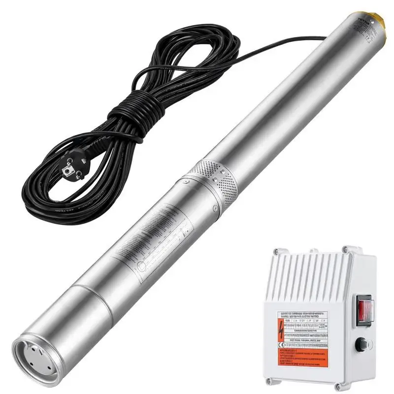 Pompa sommergibile per pozzi profondi, 1500 W, 230 V, 60 Hz, 9,8 m³/h, prevalenza di sollevamento 108 m, con cavo da 19,4 m e centralina esterna, pomp