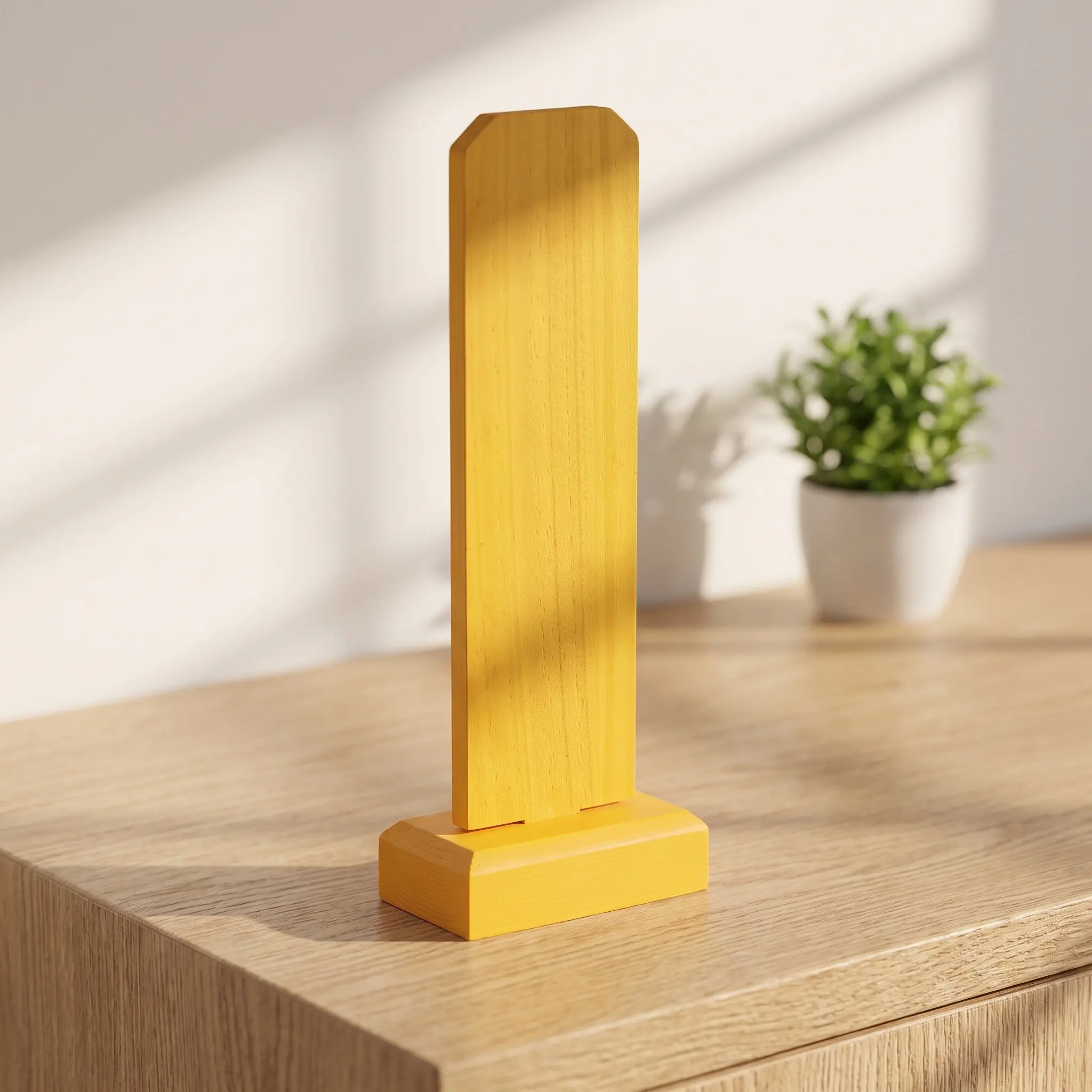 Natural Solid Wood Ancestral Memorial Tablet Blank Yellow Shrine Plaque for Worship Altar Temple Decor