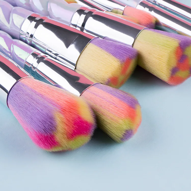 10pcs Unicorn Makeup Brushes With Colorful Bristles Handles Fantasy Makeup Brush Set Foundation Eyeshadow Brush Kit