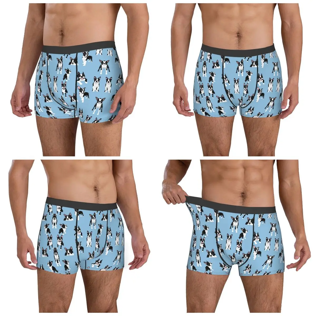 Boxer Underpants Shorts Boston Terrier Cute Dog (4) Panties Men's Comfortable Underwear for Homme Man Boyfriend Gifts