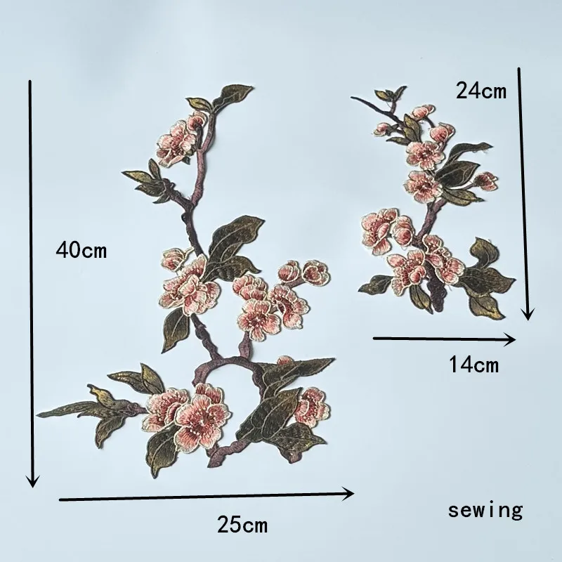 New Large Flower Embroidery Patch Sewing On Clothes Coat Dress Accessory Diy Plum blossom Floral Applique Fabrics Decoration