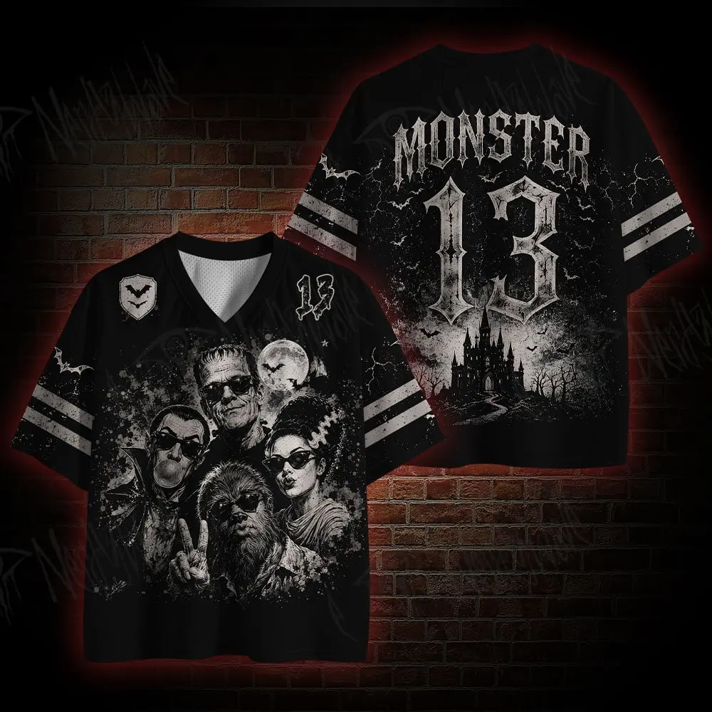 Gym Sports and Fitness Short Sleeved Set, Casual Sports Horror Printed Clothing, V-neck 3D Printed Breathable Short Sleeved