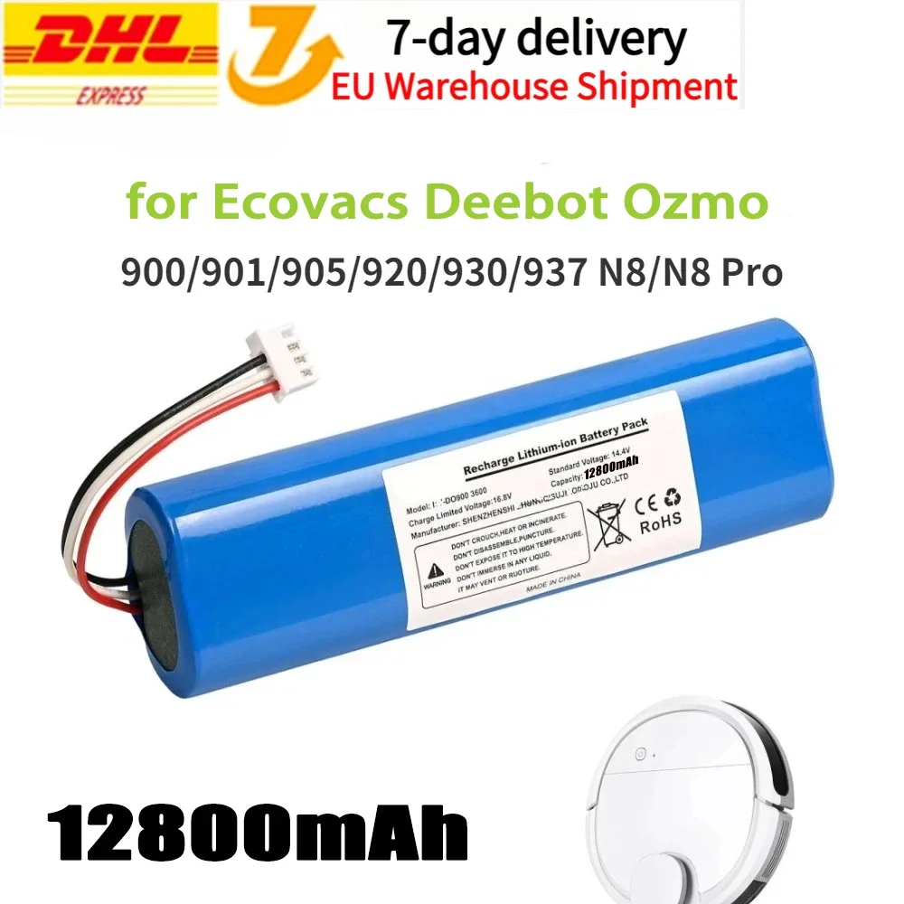 Replacement Battery 12800mAh for Ecovacs Deebot Ozmo 900,901,905,920,930,937,N8,N8 Pro Li-ION 14.4V Robot Vacuum Cleaner Battery