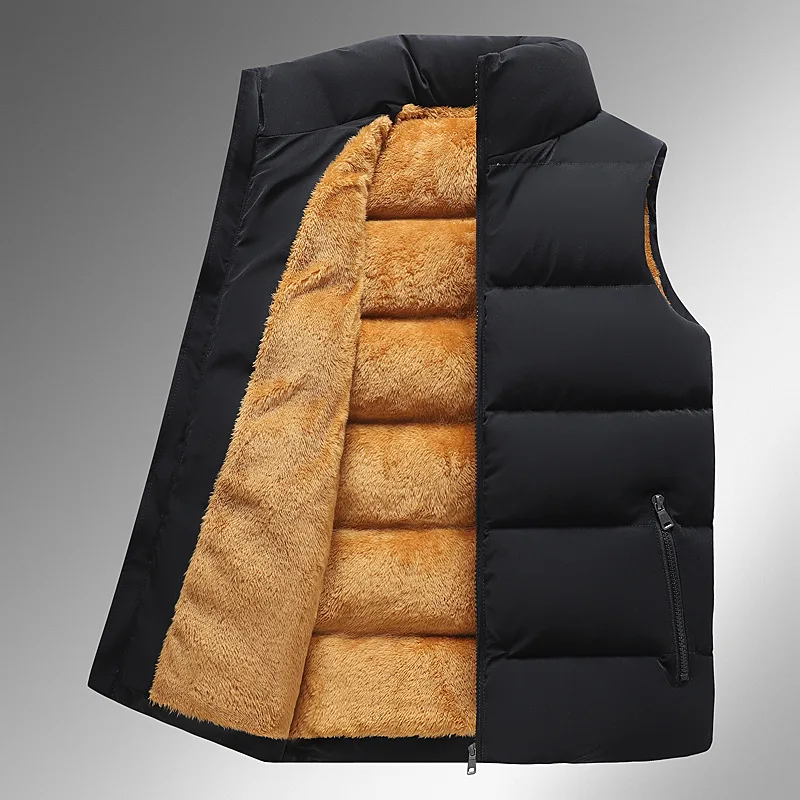 

Fleece Warm Vest Coats Men thick down cotton vest winter vests Men's Black lamb wool Male Thermal Thicken Waistcoats Clothing