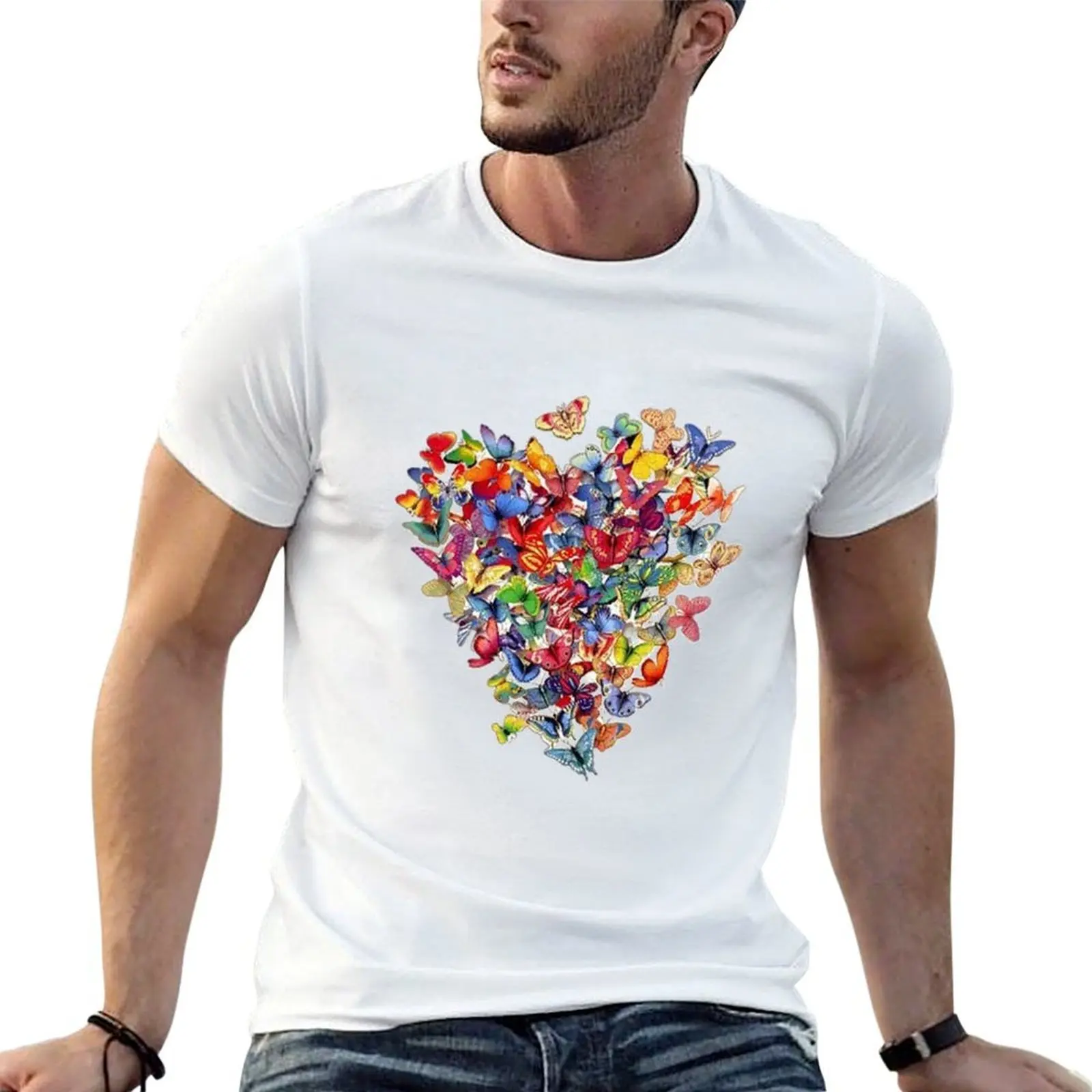 

butterfly heart T-Shirt t shirts for man pack white t shirts cotton 100% T-Shirt