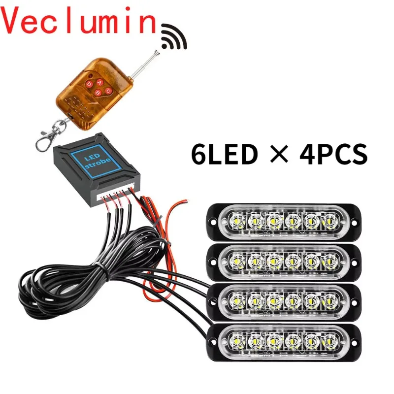 

1 водителя, 4 лампы, решетка радиатора автомобиля, стробоскоп, ультратонкий 6 светодиодов, дневная лампа дальнего света, беспроводной пульт дистанционного управления, 18 режимов