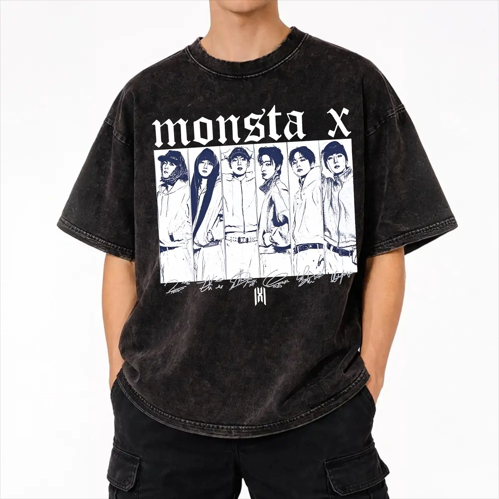 Summer Monsta X the X Nexus North America World Tour Washed Shirts Merch Oversize T-Shirts  for Men Women Tees