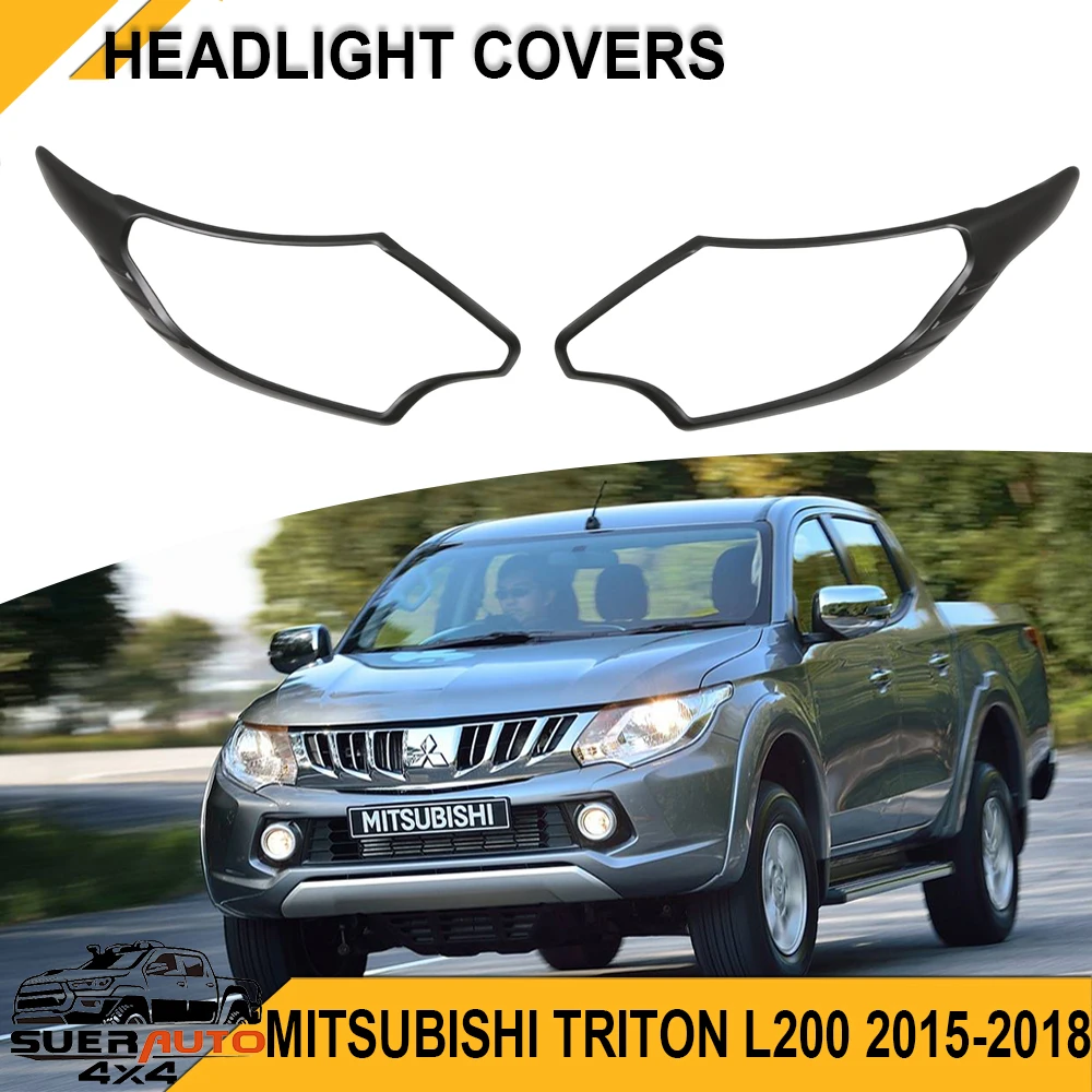 

Head Light Covers for Mitsubishi L200 Triton 2015-2018 Car Exterior Accessories Matte Black Front Lamp Hoods Surrounds Trim