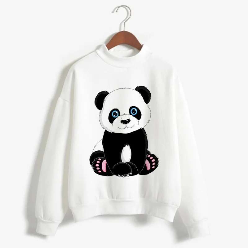 Hot Autumn and Winter Panda Print Long Sleeve Round Neck Plus Fleece Hoodie Europe and The United States Sweatshirt  Clothes