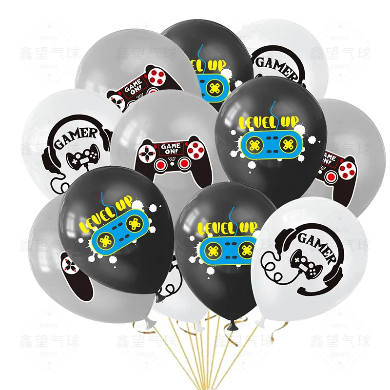 

18pcs Game Theme Birthday Balloons Video Game Controller Latex Ballon Happy Birthday Party Kids Boy Shower Gamer Level Up Balon