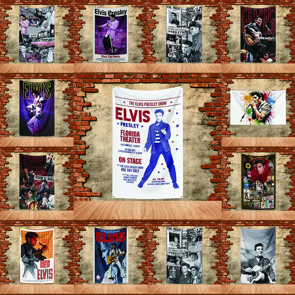 Music Band Flag 3x5ft for Elvis Fans Banner Custom any Image Garage Bedroom Living Room Dorm Wall Hanging Decor Tapestry
