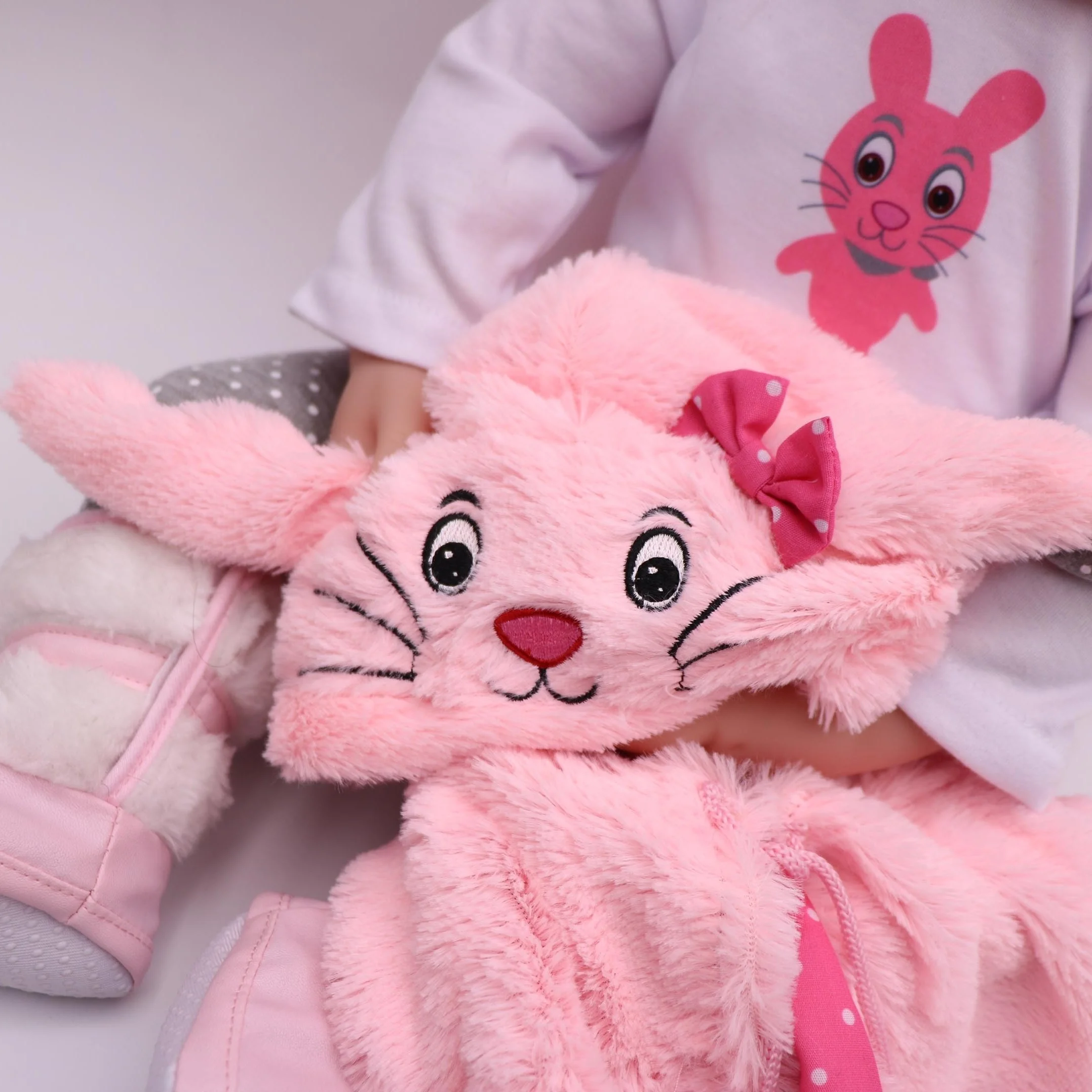 1 قطعة 19 "/48 سنتيمتر الوردي الأرنب زي لينة الغراء لطيف فتاة الموضة دمية ، الجسم النسيج ، مع شعر مستعار المستعبدين ، مناسبة لجميع القديسين